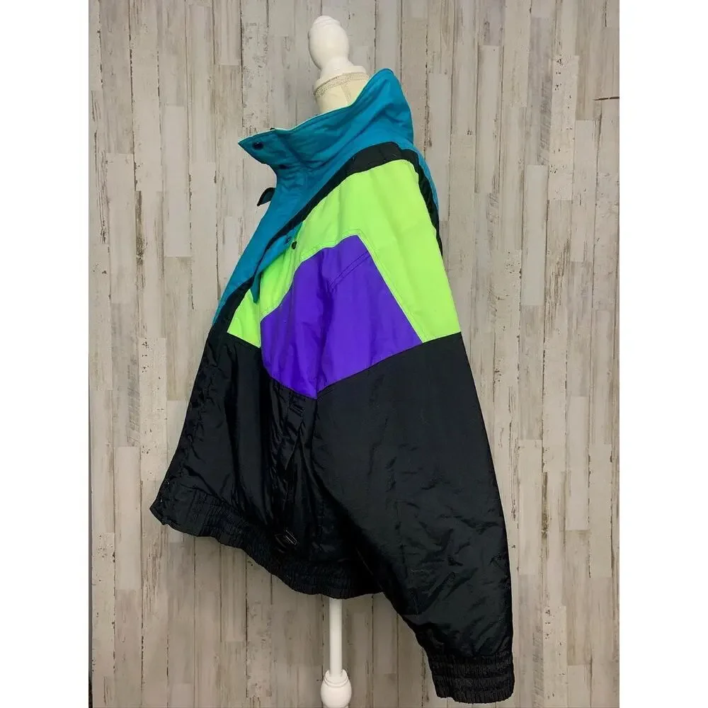 Vintage Inside Edge Unisex Windbreaker Jacket Multicolor Size Medium Retro 80s‎
